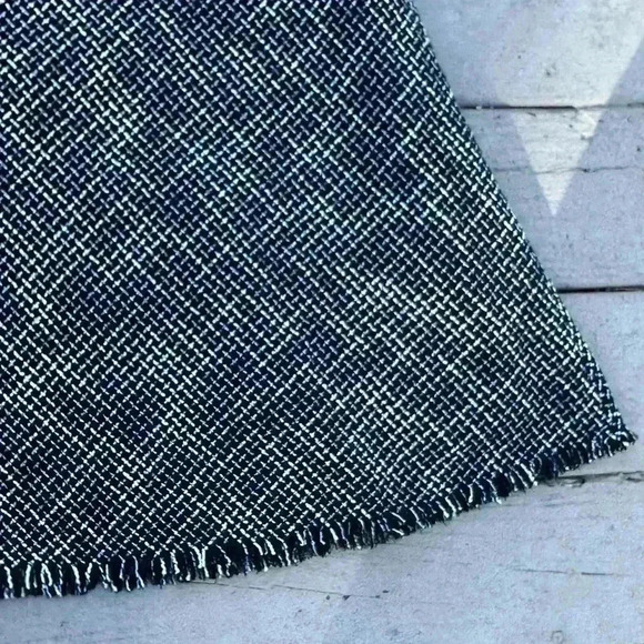 Coldwater Creek A-Line tweed Skirt Large black lined fringe business casual - Picture 3 of 7